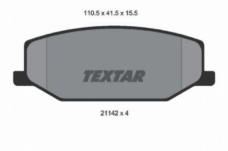 Комплект гальмівних колодок, дискове гальмо TEXTAR 2114202