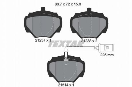 Комплект тормозных колодок, дисковый тормоз TEXTAR 2123701 (фото 1)