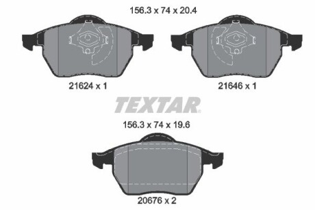 Комплект гальмівних колодок, дискове гальмо TEXTAR 2162402