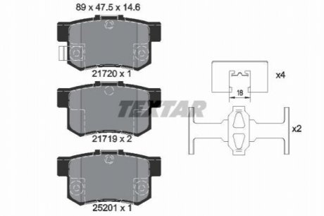 Комплект тормозных колодок, дисковый тормоз TEXTAR 2172001 (фото 1)