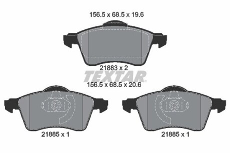 Комплект тормозных колодок, дисковый тормоз TEXTAR 2188302 (фото 1)