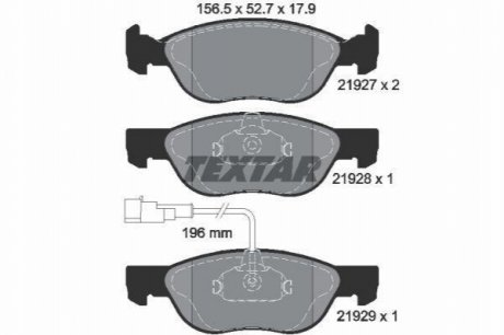 Комплект гальмівних колодок, дискове гальмо TEXTAR 2192701