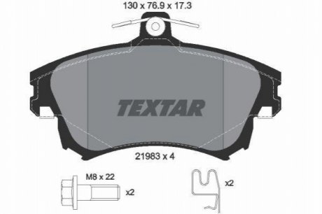 Комплект тормозных колодок, дисковый тормоз TEXTAR 2198302 (фото 1)