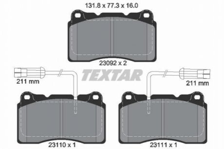 Комплект тормозных колодок, дисковый тормоз TEXTAR 2309201