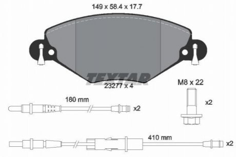 Комплект тормозных колодок, дисковый тормоз TEXTAR 2327701 (фото 1)