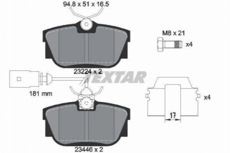 Комплект тормозных колодок, дисковый тормоз TEXTAR 2344605 (фото 1)