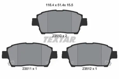 Комплект тормозных колодок, дисковый тормоз TEXTAR 2351002