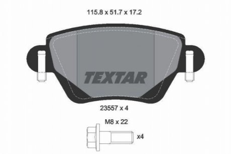 Комплект гальмівних колодок, дискове гальмо TEXTAR 2355701