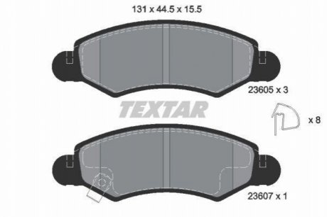 Комплект тормозных колодок, дисковый тормоз TEXTAR 2360501 (фото 1)
