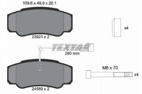 Комплект тормозных колодок, дисковый тормоз TEXTAR 2392103