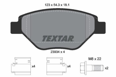 Комплект гальмівних колодок, дискове гальмо TEXTAR 2393401