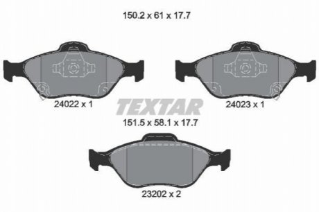 Комплект тормозных колодок, дисковый тормоз TEXTAR 2402201 (фото 1)