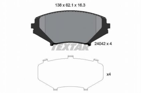 Комплект гальмівних колодок, дискове гальмо TEXTAR 2404201 (фото 1)