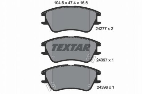 Комплект гальмівних колодок, дискове гальмо TEXTAR 2427701