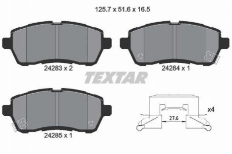 Комплект тормозных колодок, дисковый тормоз TEXTAR 2428303 (фото 1)