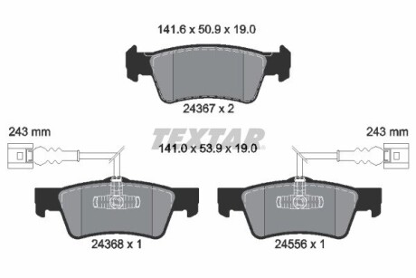 Комплект тормозных колодок, дисковый тормоз TEXTAR 2436701 (фото 1)