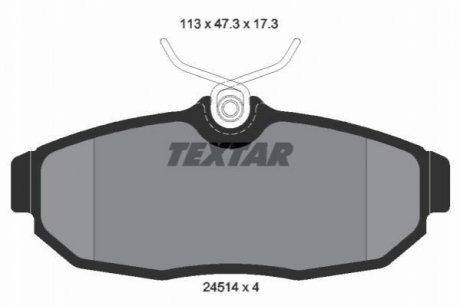 Комплект гальмівних колодок, дискове гальмо TEXTAR 2451401