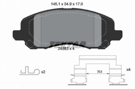 Комплект гальмівних колодок, дискове гальмо TEXTAR 2458301 (фото 1)