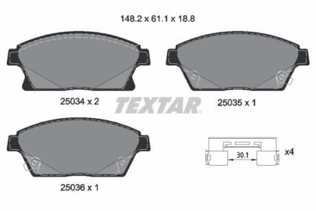 Комплект тормозных колодок, дисковый тормоз TEXTAR 2503481