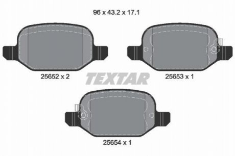 Комплект тормозных колодок, дисковый тормоз TEXTAR 2565201 (фото 1)
