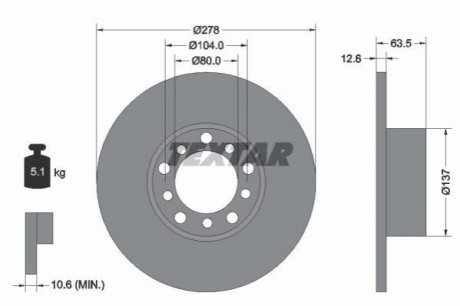 Передний тормозной диск TEXTAR 92009500 (фото 1)