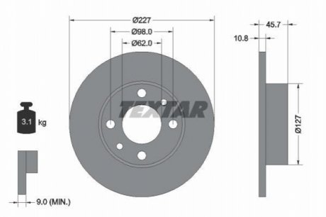 Гальмівний диск TEXTAR 92019300 (фото 1)
