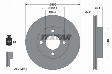 Передній гальмівний диск TEXTAR 92026000