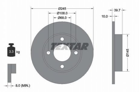 Задний тормозной диск TEXTAR 92026300