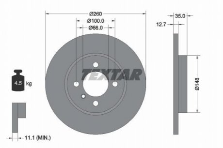 Передній гальмівний диск TEXTAR 92026400