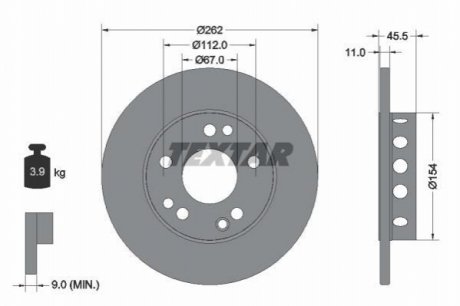 Передний тормозной диск TEXTAR 92027403 (фото 1)