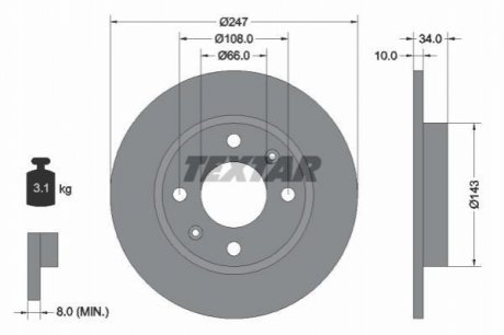 Гальмівний диск TEXTAR 92029803