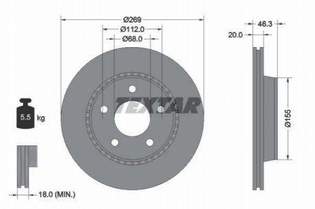 Задний тормозной диск TEXTAR 92037100 (фото 1)