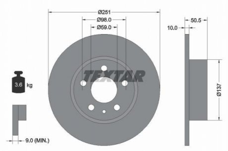 Тормозные диски TEXTAR 92046903 (фото 1)