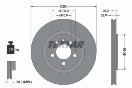 Передний тормозной диск TEXTAR 92057100 (фото 1)