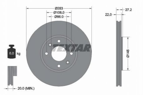 Передній гальмівний диск TEXTAR 92059600