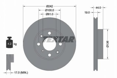 Передний тормозной диск TEXTAR 92060700