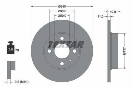 Тормозные диски TEXTAR 92061103 (фото 1)