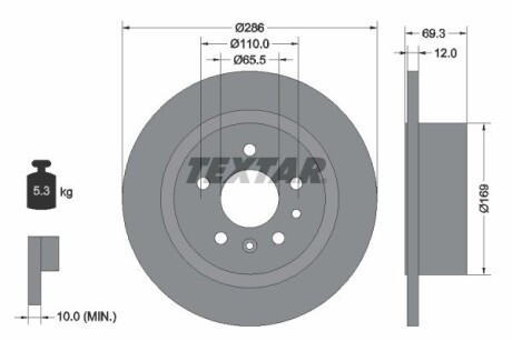 Гальмівний диск задній 0569208 0569121 90444513 opel omega-b TEXTAR 92067000