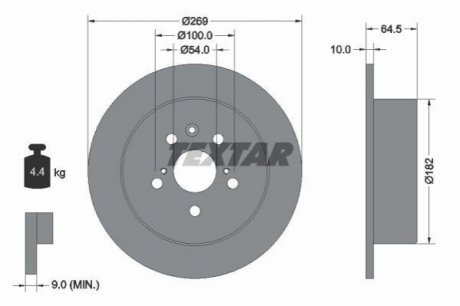 Задний тормозной диск TEXTAR 92070800 (фото 1)