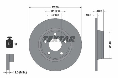 Тормозные диски TEXTAR 92071605 (фото 1)