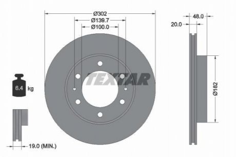Передний тормозной диск TEXTAR 92080400
