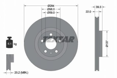 Передний тормозной диск TEXTAR 92083203