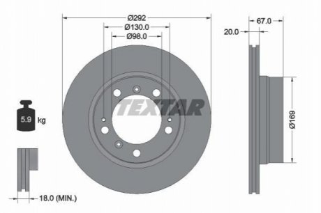 Задній гальмівний диск TEXTAR 92088903 (фото 1)
