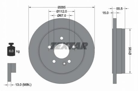 Задний тормозной диск TEXTAR 92090003