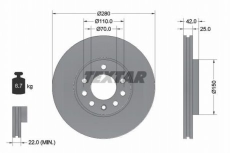 Гальмівний диск TEXTAR 92091903 (фото 1)