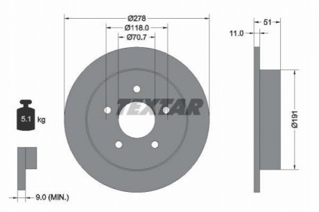 Задний тормозной диск TEXTAR 92099800 (фото 1)
