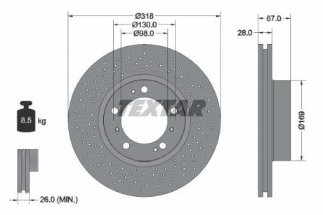 Гальмівний диск передній лівий TEXTAR 92099905 (фото 1)