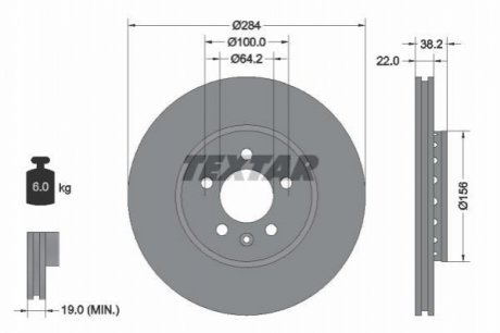 Передний тормозной диск TEXTAR 92103400 (фото 1)