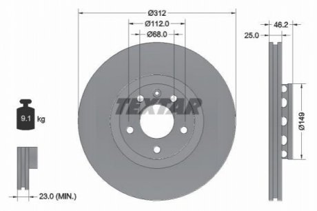 Тормозной диск TEXTAR 92106105