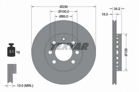 Гальмівні диски TEXTAR 92106403 (фото 1)